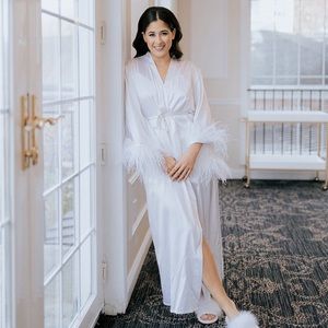 Bridal robe with feathers